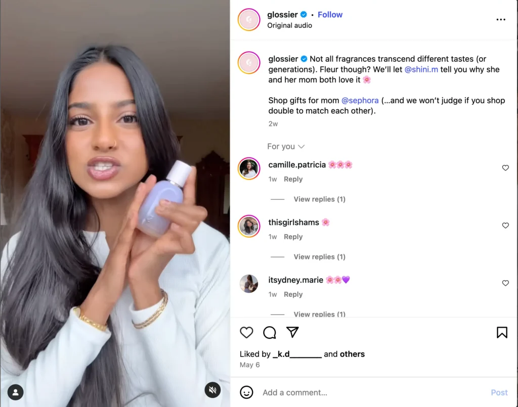 brands that work with micro-influencers Glossier