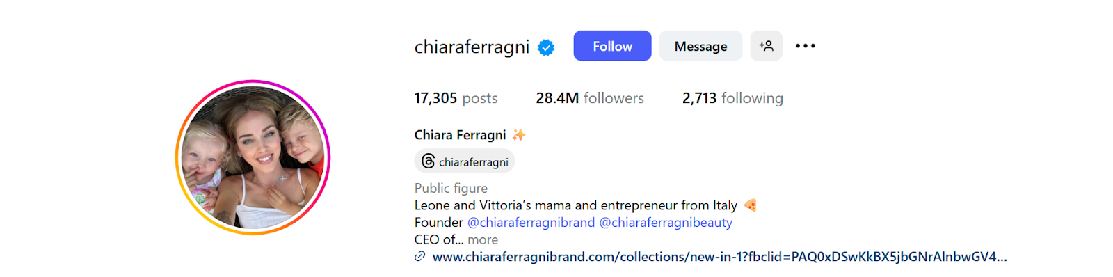 top Instagram influencers non-celebrity Chiara Ferragni