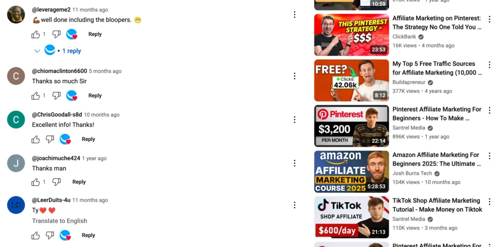 Youtube user interaction