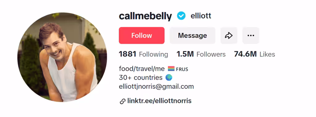 TikTok culinary adventures account callmebelly