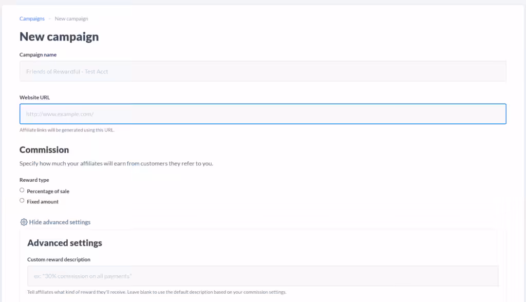Create your first Rewardful campaign