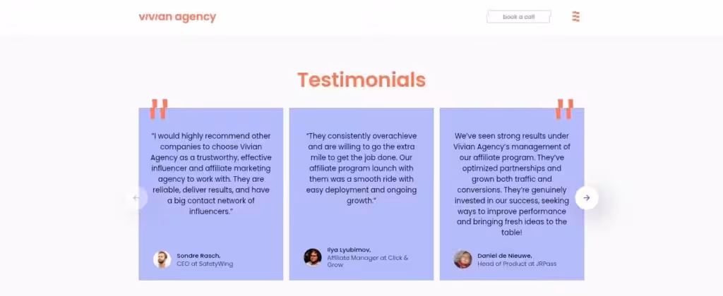 Vivian Agency testimonials