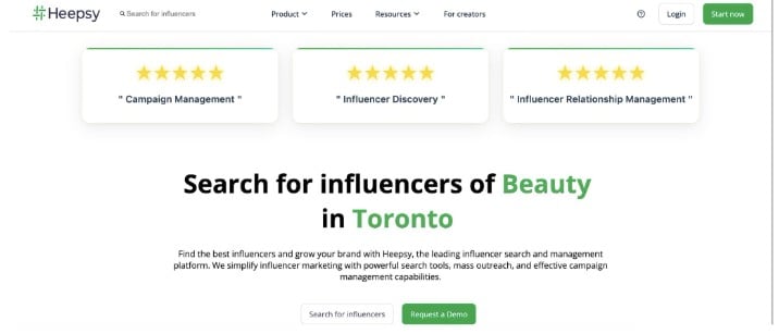 Heepsy influencer creator search platform