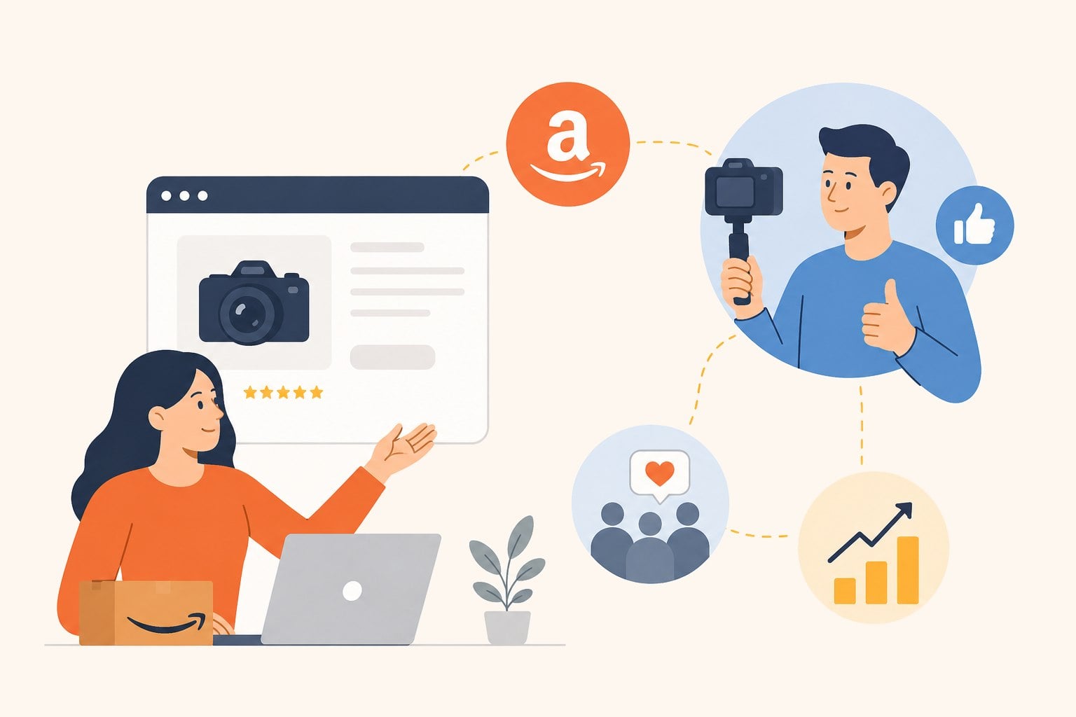 Creator-led, performance-based Amazon sales illustration