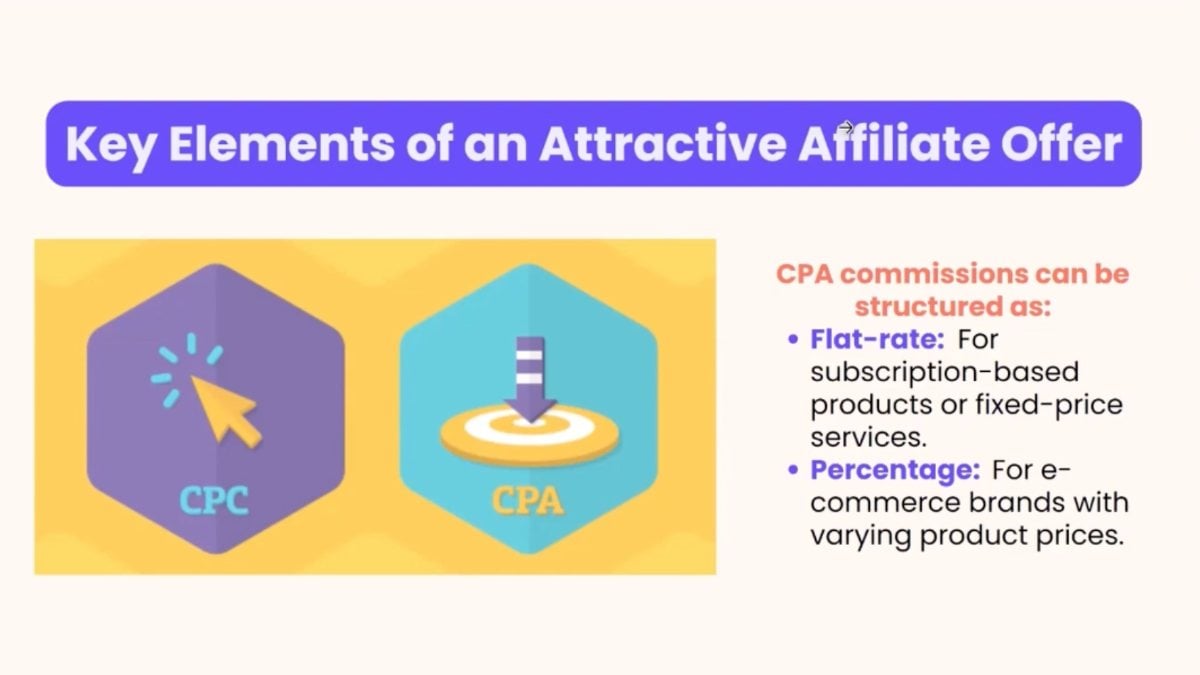 Media 28 UpPromote webinar slide on affiliate offer structure